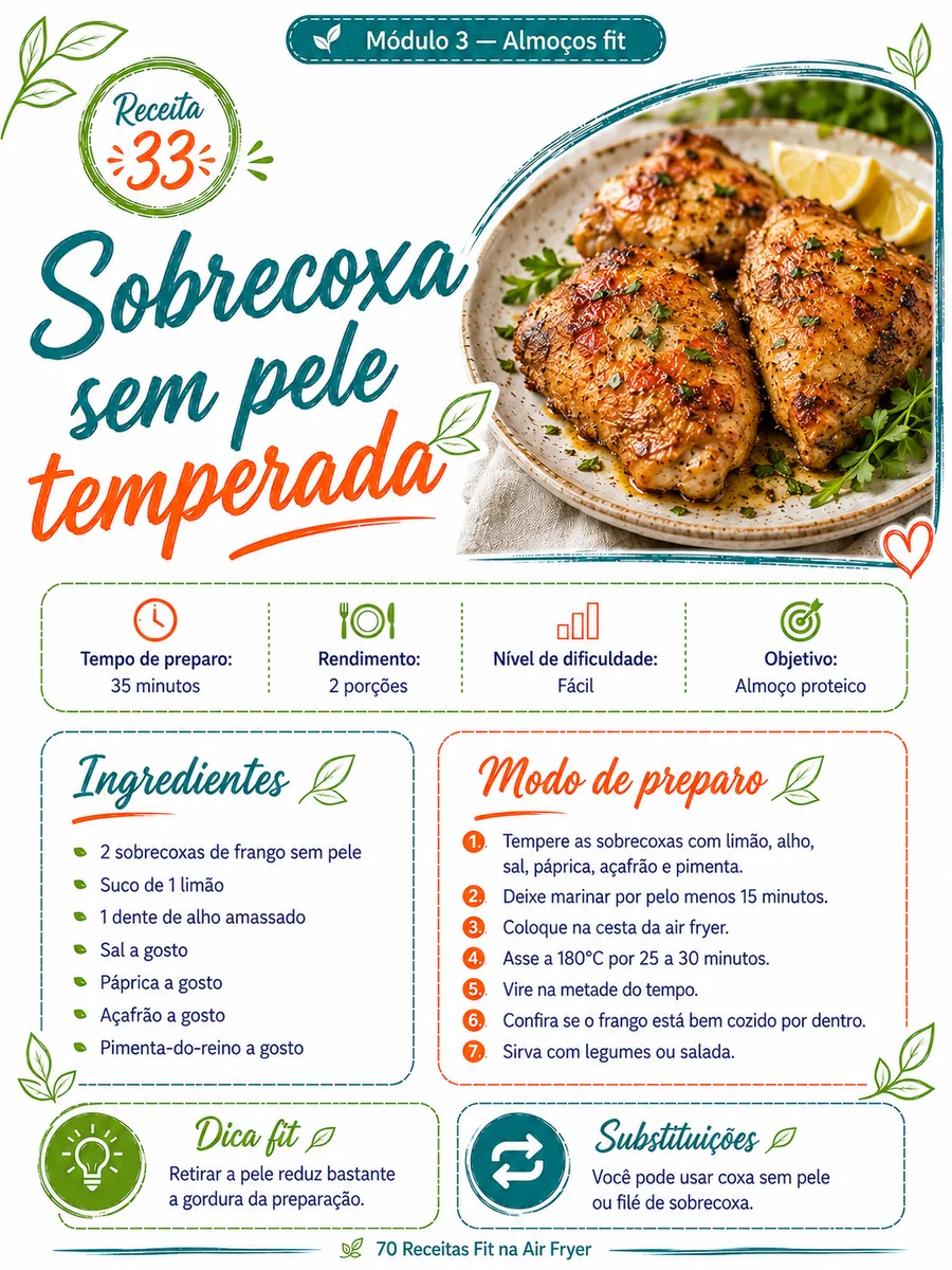 Página da receita de sobrecoxa sem pele temperada